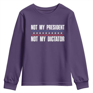 Not My President Not My Dictator Youth Sweatshirt TS09 Purple Print Your Wear