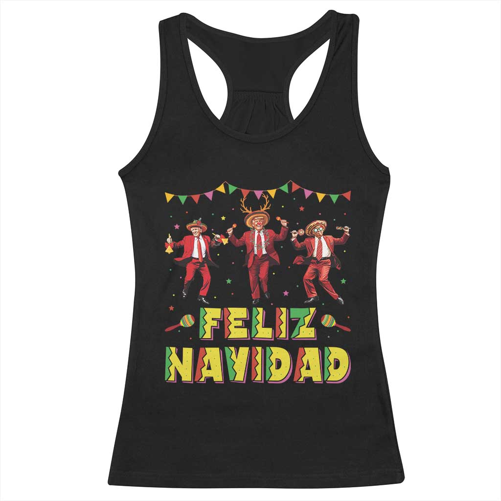 Funny Mexico Xmas Trump Racerback Tank Top Feliz Navidad Trump Dancing TS09 Black Print Your Wear