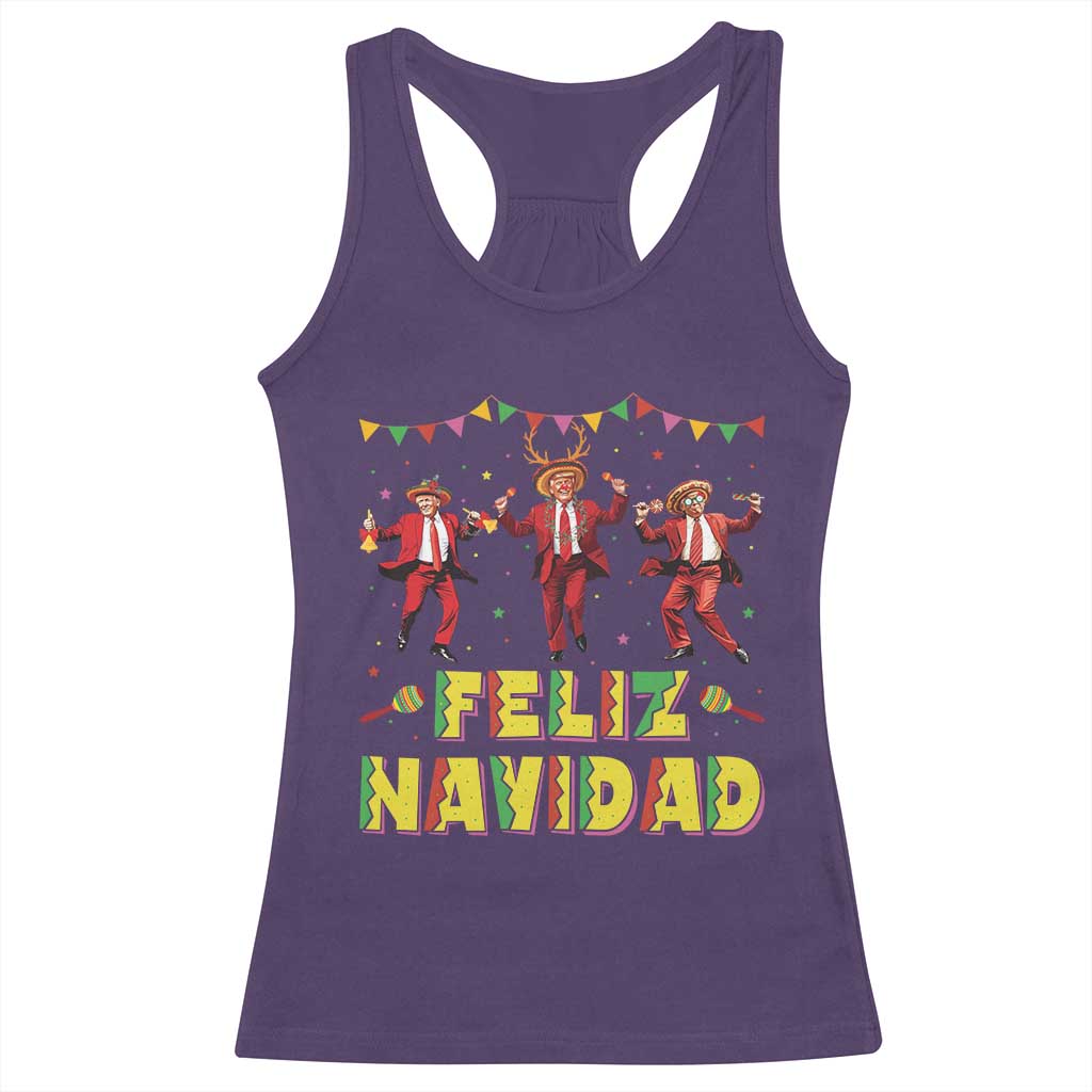 Funny Mexico Xmas Trump Racerback Tank Top Feliz Navidad Trump Dancing TS09 Purple Print Your Wear