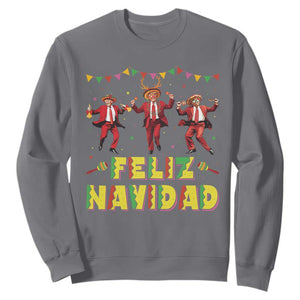 Funny Mexico Xmas Trump Sweatshirt Feliz Navidad Trump Dancing TS09 Charcoal Print Your Wear