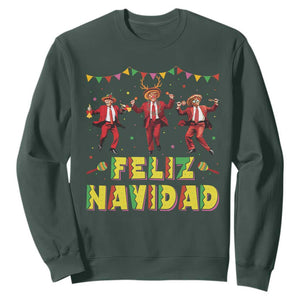 Funny Mexico Xmas Trump Sweatshirt Feliz Navidad Trump Dancing TS09 Dark Forest Green Print Your Wear