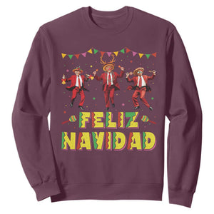 Funny Mexico Xmas Trump Sweatshirt Feliz Navidad Trump Dancing TS09 Maroon Print Your Wear