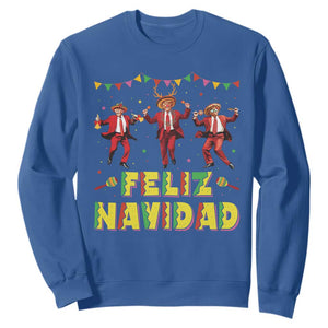 Funny Mexico Xmas Trump Sweatshirt Feliz Navidad Trump Dancing TS09 Royal Blue Print Your Wear