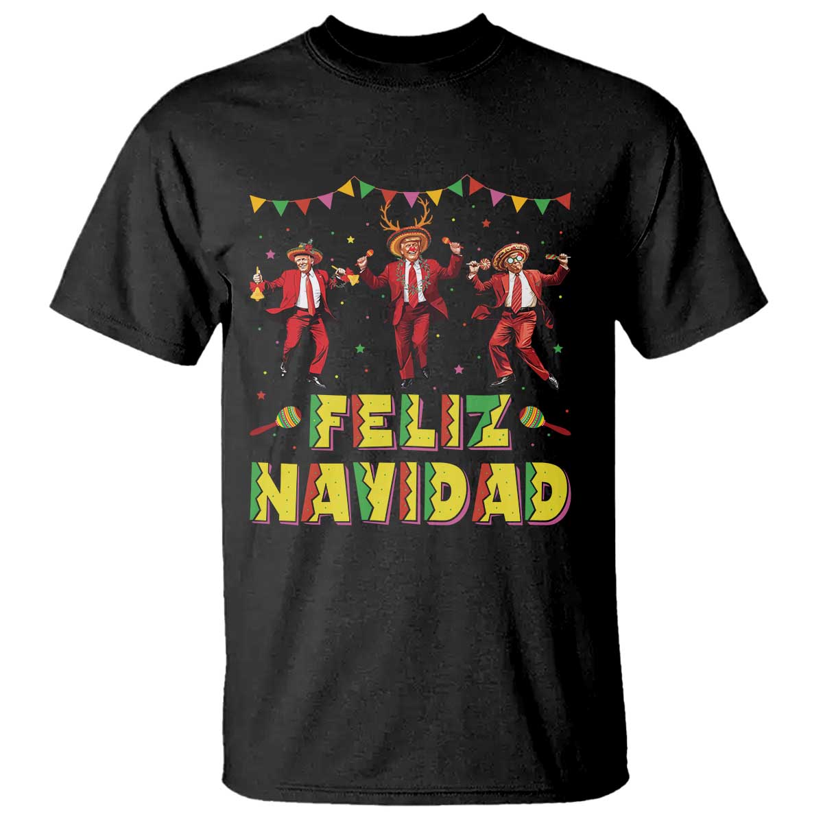 Funny Mexico Xmas Trump T Shirt Feliz Navidad Trump Dancing TS09 Black Print Your Wear