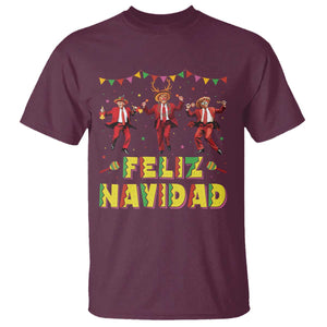 Funny Mexico Xmas Trump T Shirt Feliz Navidad Trump Dancing TS09 Maroon Print Your Wear