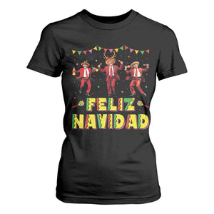 Funny Mexico Xmas Trump T Shirt For Women Feliz Navidad Trump Dancing TS09 Black Print Your Wear
