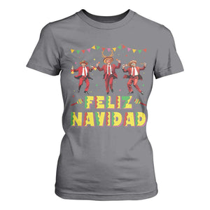 Funny Mexico Xmas Trump T Shirt For Women Feliz Navidad Trump Dancing TS09 Charcoal Print Your Wear