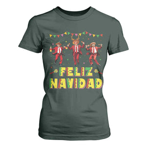 Funny Mexico Xmas Trump T Shirt For Women Feliz Navidad Trump Dancing TS09 Dark Forest Green Print Your Wear