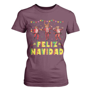 Funny Mexico Xmas Trump T Shirt For Women Feliz Navidad Trump Dancing TS09 Maroon Print Your Wear