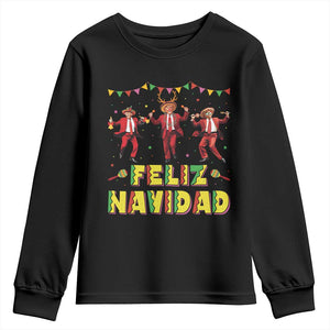 Funny Mexico Xmas Trump Youth Sweatshirt Feliz Navidad Trump Dancing TS09 Black Print Your Wear