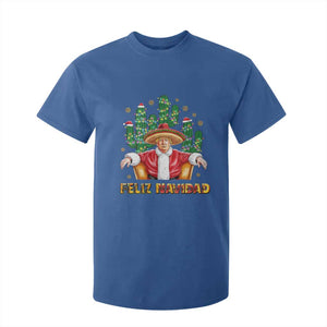 Funny Mexico Xmas Trump T Shirt For Kid Feliz Navidad Trump Santa TS09 Royal Blue Print Your Wear