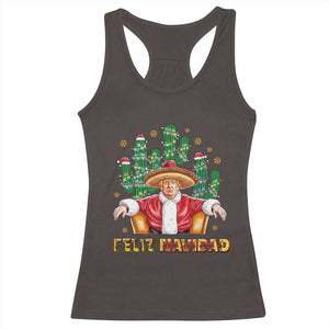 Funny Mexico Xmas Trump Racerback Tank Top Feliz Navidad Trump Santa TS09 Dark Chocolate Print Your Wear