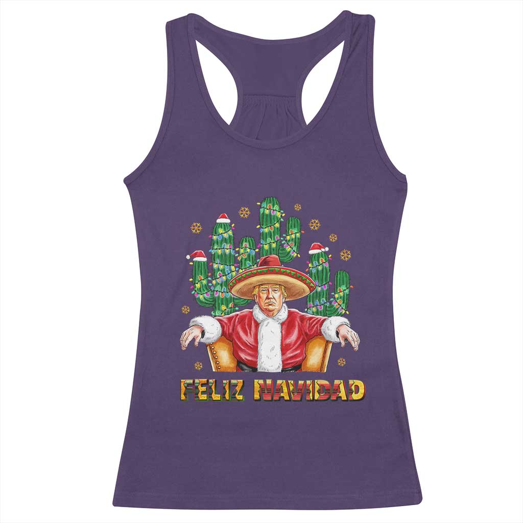 Funny Mexico Xmas Trump Racerback Tank Top Feliz Navidad Trump Santa TS09 Purple Print Your Wear