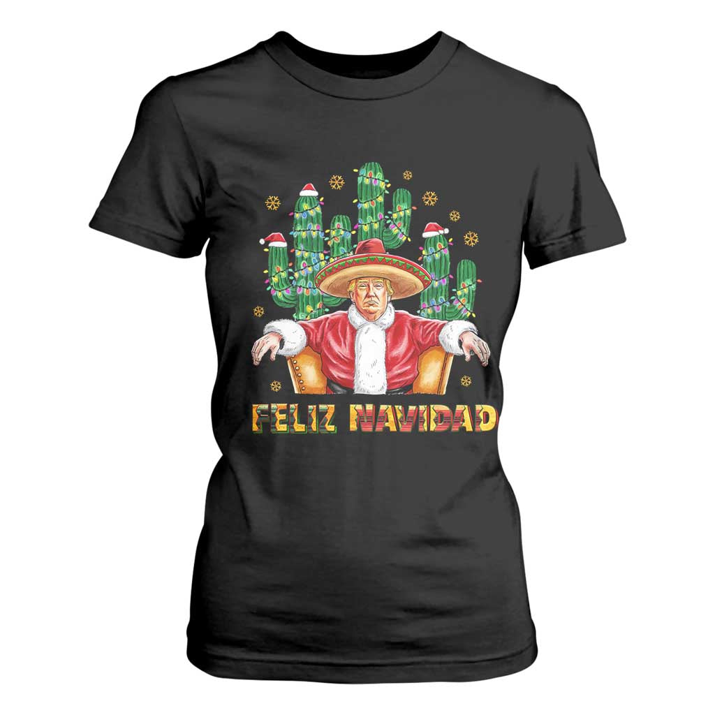 Funny Mexico Xmas Trump T Shirt For Women Feliz Navidad Trump Santa TS09 Black Print Your Wear