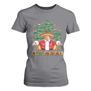 Funny Mexico Xmas Trump T Shirt For Women Feliz Navidad Trump Santa TS09 Charcoal Print Your Wear