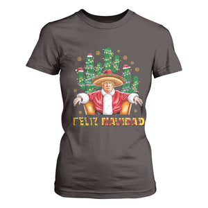 Funny Mexico Xmas Trump T Shirt For Women Feliz Navidad Trump Santa TS09 Dark Chocolate Print Your Wear