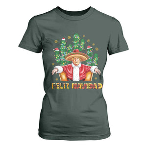 Funny Mexico Xmas Trump T Shirt For Women Feliz Navidad Trump Santa TS09 Dark Forest Green Print Your Wear