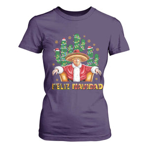 Funny Mexico Xmas Trump T Shirt For Women Feliz Navidad Trump Santa TS09 Purple Print Your Wear