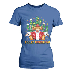 Funny Mexico Xmas Trump T Shirt For Women Feliz Navidad Trump Santa TS09 Royal Blue Print Your Wear