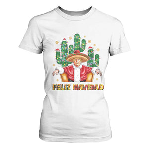 Funny Mexico Xmas Trump T Shirt For Women Feliz Navidad Trump Santa TS09 White Print Your Wear