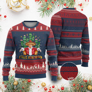 Funny Mexico Xmas Trump Ugly Christmas Sweater Feliz Navidad Trump Santa TS09 Burgundy Print Your Wear