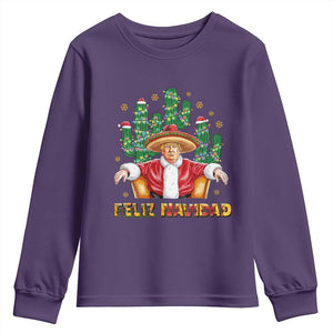 Funny Mexico Xmas Trump Youth Sweatshirt Feliz Navidad Trump Santa TS09 Purple Print Your Wear