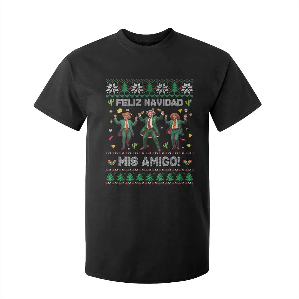 Funny Mexico Xmas Trump T Shirt For Kid Feliz Navidad Mis Amigo Trump Dancing TS09 Black Print Your Wear