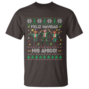 Funny Mexico Xmas Trump T Shirt Feliz Navidad Mis Amigo Trump Dancing TS09 Dark Chocolate Print Your Wear