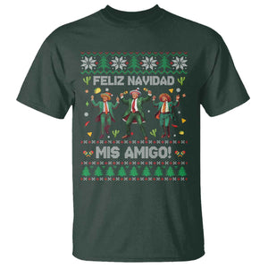 Funny Mexico Xmas Trump T Shirt Feliz Navidad Mis Amigo Trump Dancing TS09 Dark Forest Green Print Your Wear