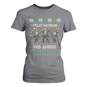 Funny Mexico Xmas Trump T Shirt For Women Feliz Navidad Mis Amigo Trump Dancing TS09 Charcoal Print Your Wear