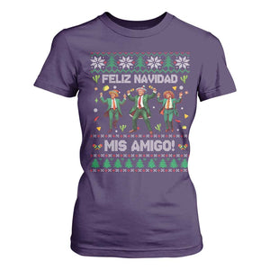Funny Mexico Xmas Trump T Shirt For Women Feliz Navidad Mis Amigo Trump Dancing TS09 Purple Print Your Wear