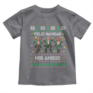 Funny Mexico Xmas Trump Toddler T Shirt Feliz Navidad Mis Amigo Trump Dancing TS09 Charcoal Print Your Wear