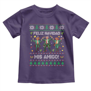Funny Mexico Xmas Trump Toddler T Shirt Feliz Navidad Mis Amigo Trump Dancing TS09 Purple Print Your Wear