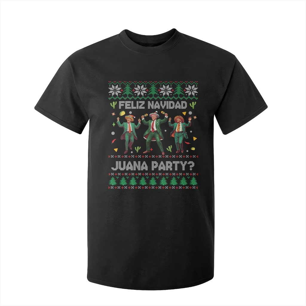 Funny Mexico Xmas Trump T Shirt For Kid Feliz Navidad Juana Party Trump Dancing TS09 Black Print Your Wear