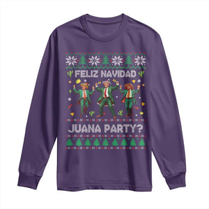 Funny Mexico Xmas Trump Long Sleeve Shirt Feliz Navidad Juana Party Trump Dancing TS09 Purple Print Your Wear