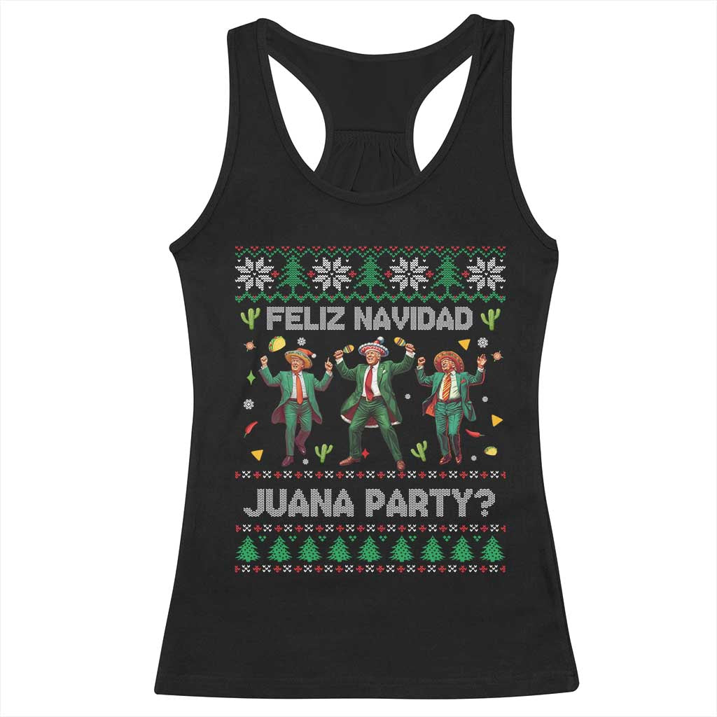 Funny Mexico Xmas Trump Racerback Tank Top Feliz Navidad Juana Party Trump Dancing TS09 Black Print Your Wear