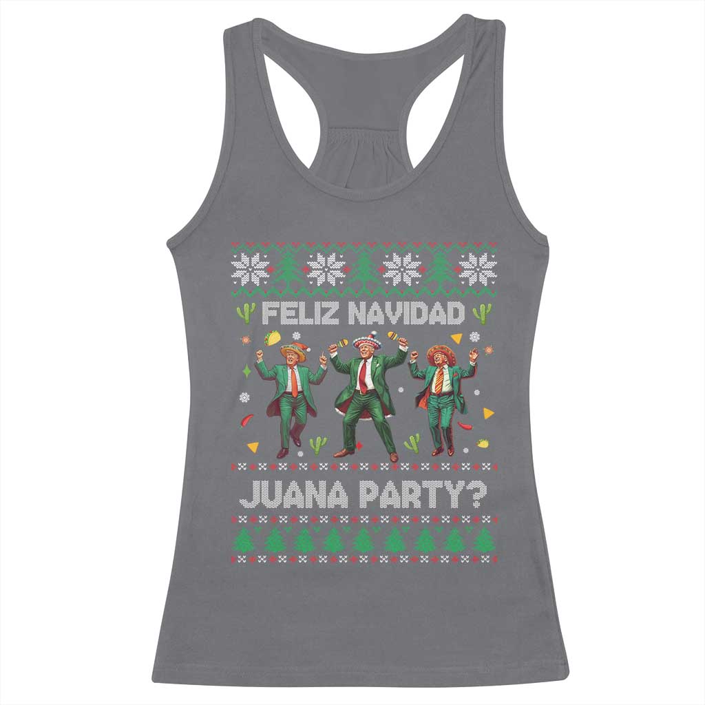 Funny Mexico Xmas Trump Racerback Tank Top Feliz Navidad Juana Party Trump Dancing TS09 Charcoal Print Your Wear