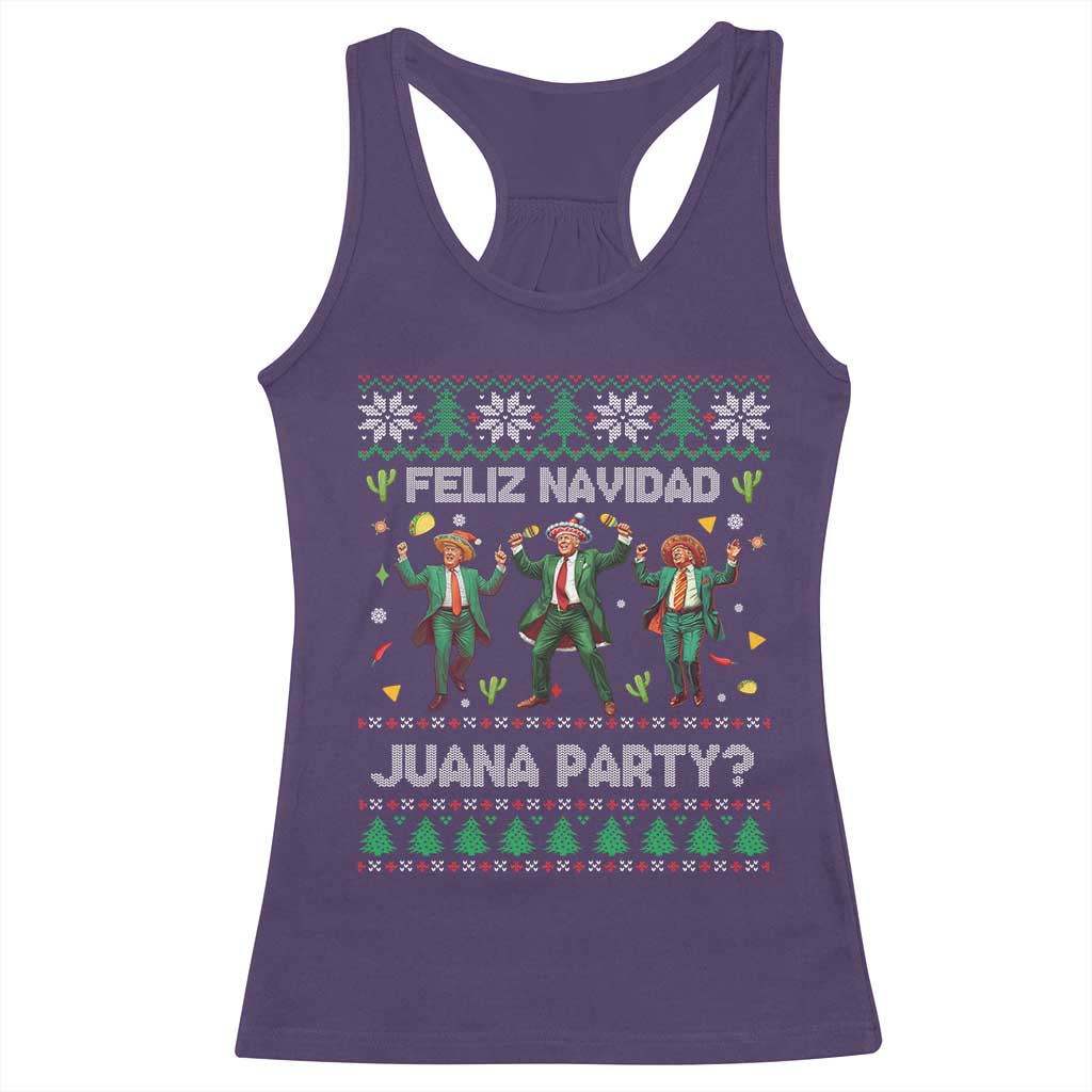 Funny Mexico Xmas Trump Racerback Tank Top Feliz Navidad Juana Party Trump Dancing TS09 Purple Print Your Wear
