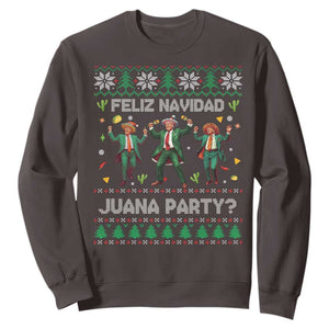 Funny Mexico Xmas Trump Sweatshirt Feliz Navidad Juana Party Trump Dancing TS09 Dark Chocolate Print Your Wear