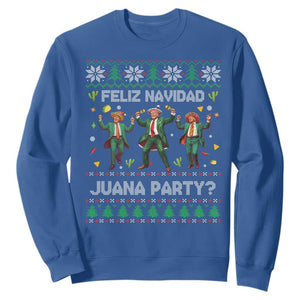 Funny Mexico Xmas Trump Sweatshirt Feliz Navidad Juana Party Trump Dancing TS09 Royal Blue Print Your Wear