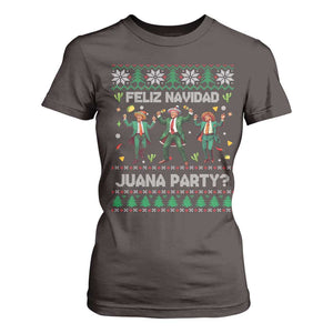 Funny Mexico Xmas Trump T Shirt For Women Feliz Navidad Juana Party Trump Dancing TS09 Dark Chocolate Print Your Wear