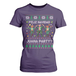 Funny Mexico Xmas Trump T Shirt For Women Feliz Navidad Juana Party Trump Dancing TS09 Purple Print Your Wear