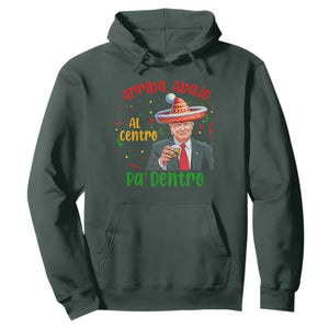 Funny Mexico Xmas Trump Hoodie Arriba Abajo Al Centro Pa Dentro Trump Drinking Tequila TS09 Dark Forest Green Print Your Wear