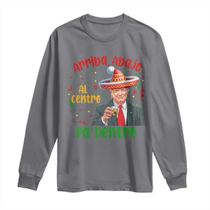 Funny Mexico Xmas Trump Long Sleeve Shirt Arriba Abajo Al Centro Pa Dentro Trump Drinking Tequila TS09 Charcoal Print Your Wear