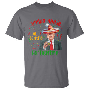 Funny Mexico Xmas Trump T Shirt Arriba Abajo Al Centro Pa Dentro Trump Drinking Tequila TS09 Charcoal Print Your Wear
