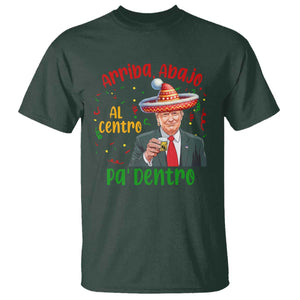 Funny Mexico Xmas Trump T Shirt Arriba Abajo Al Centro Pa Dentro Trump Drinking Tequila TS09 Dark Forest Green Print Your Wear