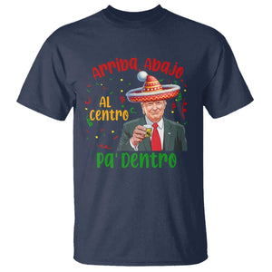 Funny Mexico Xmas Trump T Shirt Arriba Abajo Al Centro Pa Dentro Trump Drinking Tequila TS09 Navy Print Your Wear