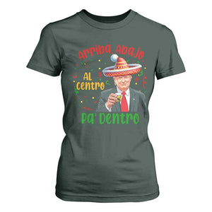 Funny Mexico Xmas Trump T Shirt For Women Arriba Abajo Al Centro Pa Dentro Trump Drinking Tequila TS09 Dark Forest Green Print Your Wear