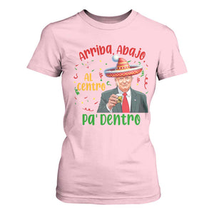 Funny Mexico Xmas Trump T Shirt For Women Arriba Abajo Al Centro Pa Dentro Trump Drinking Tequila TS09 Light Pink Print Your Wear