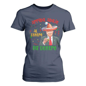 Funny Mexico Xmas Trump T Shirt For Women Arriba Abajo Al Centro Pa Dentro Trump Drinking Tequila TS09 Navy Print Your Wear